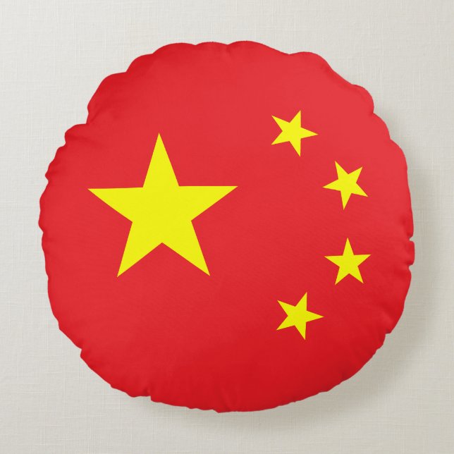 Chinese vlag rond kussen (Voorkant)