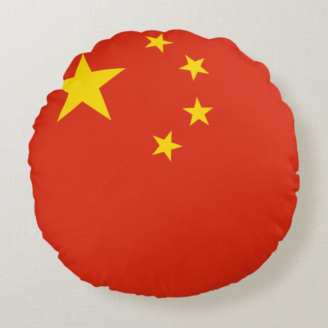 Chinese vlag rond kussen (Voorkant)
