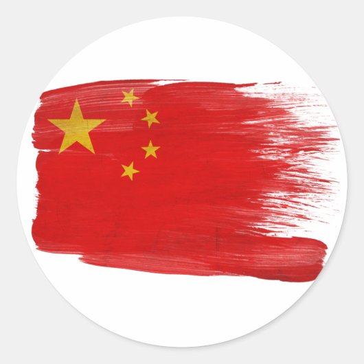 Chinese vlag ronde sticker (Voorkant)