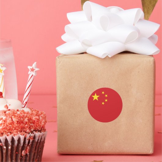 Chinese vlag ronde sticker (Feest)