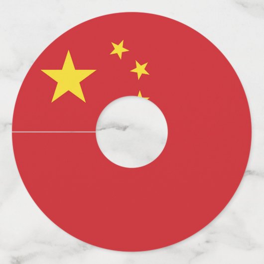 Chinese vlag wijnglaslabel (Voorkant)