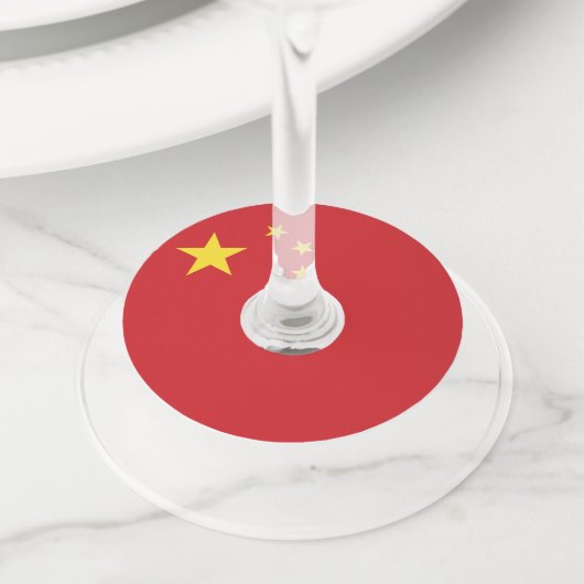 Chinese vlag wijnglaslabel (Dichtbij)