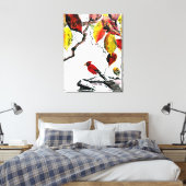 Chinese Vogel in de Herfst Canvas Afdruk (Insitu (Slaapkamer))