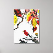 Chinese Vogel in de Herfst Canvas Afdruk (Voorkant)