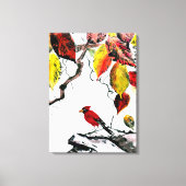 Chinese vogel in het najaar canvas afdruk (Voorkant)