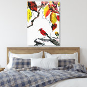 Chinese vogel in het najaar canvas afdruk (Insitu (Slaapkamer))
