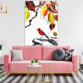 Chinese vogel in het najaar canvas afdruk (Insitu (Woonkamer))