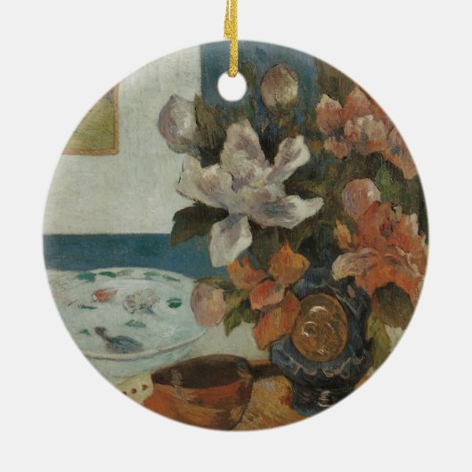 Chinese volken en Mandolin door Paul Gauguin Keramisch Ornament (Achterkant)