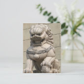 Chinese Vrouw Guardian Lion Foo Dog 石 獅 Briefkaart (Staand voorkant)