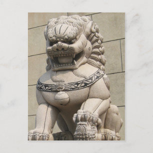 Chinese Vrouw Guardian Lion Foo Dog 石 獅 Briefkaart