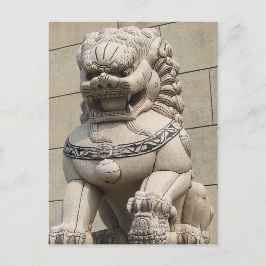 Chinese Vrouw Guardian Lion Foo Dog 石 獅 Briefkaart (Voorkant)