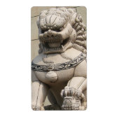 Chinese Vrouw Guardian Lion Foo Dog 石 獅 Etiket (Voorkant)