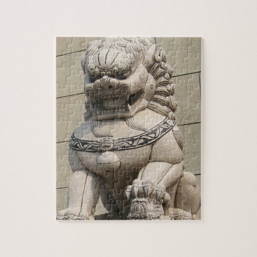 Chinese Vrouw Guardian Lion Foo Dog 石 獅 Legpuzzel (Verticaal)