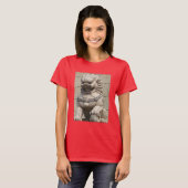 Chinese Vrouw Guardian Lion Foo Dog 石 獅 T-shirt (Voorkant volledig)