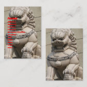 Chinese Vrouw Guardian Lion Foo Dog 石 獅 Visitekaartje (Voorkant / Achterkant)