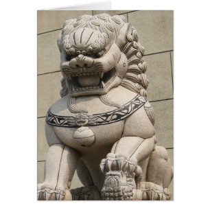 Chinese Vrouw Guardian Lion Foo Dog 石 Kaart