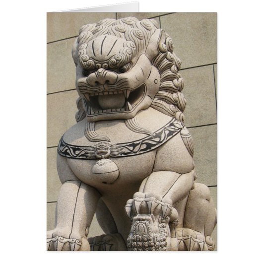 Chinese Vrouw Guardian Lion Foo Dog 石 Kaart (Voorkant)