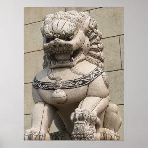 Chinese Vrouwelijke Leeuw Wachter Foo Dog 石獅 Poster