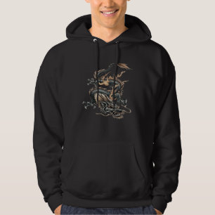Chinese Vuurdrake in Lichtgrijs en Karamelgeel Hoodie