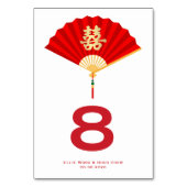 Chinese waaier en Dubbel Geluk | Chinese bruiloft Kaart (Achterkant)