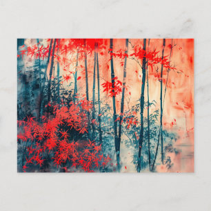 Chinese watercolor serene bamboebos briefkaart