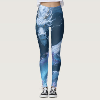 Chinese Waterdraak Fantasy Kunstontwerp Met Koraal Leggings