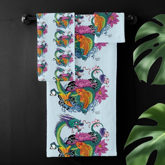 Chinese waterdraak koi vis bad handdoek