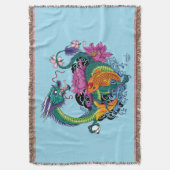 Chinese waterdraak koi vis deken (Voorkant Verticaal)