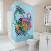 Chinese waterdraak koi vis douchegordijn (In situ)
