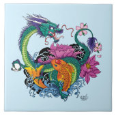 Chinese waterdraak koi vis tegeltje (Voorkant)