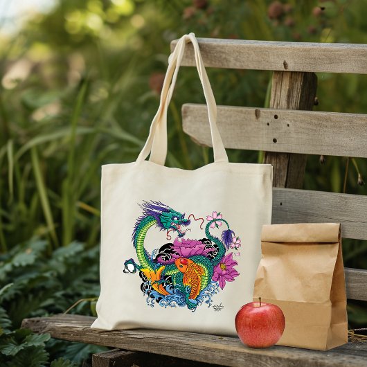 Chinese waterdraak koi vis tote bag