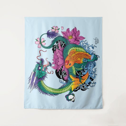 Chinese waterdraak koi vis wandkleed (Voorkant)