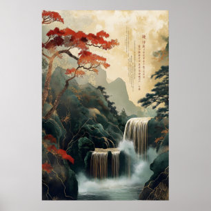 Chinese Waterfall Wandkunstprint – Traditioneel Poster
