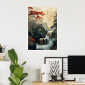 Chinese Waterfall Wandkunstprint – Traditioneel Poster (Thuiskantoor)