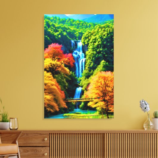 Chinese Waterval Canvas Afdruk (Insitu (Woonkamer))