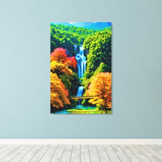Chinese Waterval Canvas Afdruk (Insitu (Houten vloer))