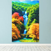 Chinese waterval canvas afdruk (Insitu (Houten vloer))