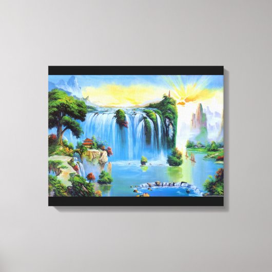Chinese waterval schilderij canvas afdruk (Voorkant)