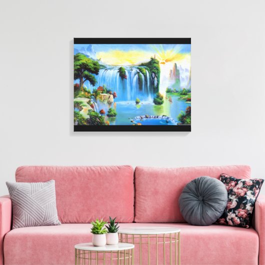 Chinese waterval schilderij canvas afdruk (Insitu (Woonkamer))