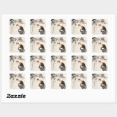 Chinese waterverf - Calico cat Vierkante Sticker (Vel)