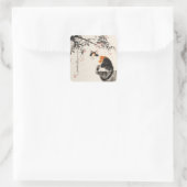 Chinese waterverf - Calico cat Vierkante Sticker (Tas)