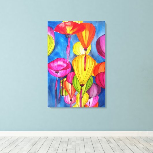 Chinese waterverf canvas afdruk (Insitu (Houten vloer))