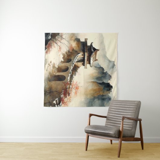 Chinese waterverf De Grote Muur Wandkleed (In Situ (horizontaal))