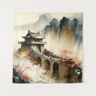 Chinese waterverf De Grote Muur Wandkleed