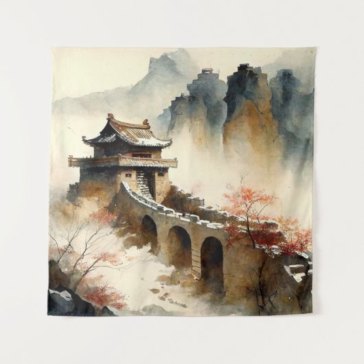 Chinese waterverf De Grote Muur Wandkleed (Voorkant)