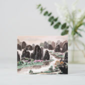 Chinese Waterverf schilderen, Song van Traveler Briefkaart (Staand voorkant)