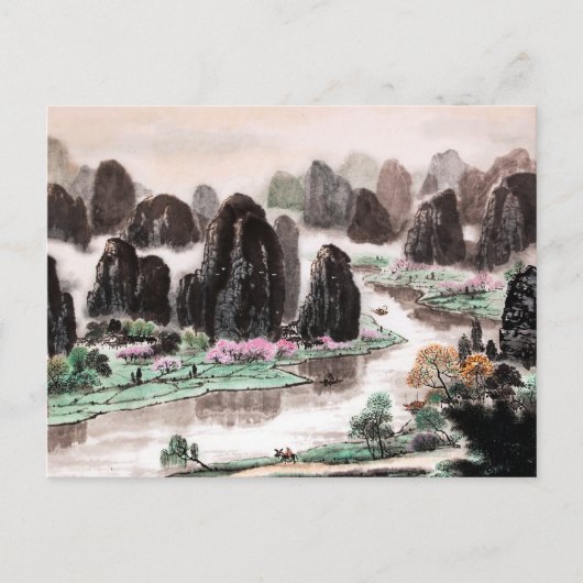 Chinese Waterverf schilderen, Song van Traveler Briefkaart (Voorkant)