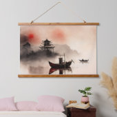 Chinese waterverf van vissersboten hangend wandkleed (Slaapkamer)