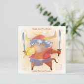 Chinese waterverf voor nieuwjaars ox samurai-groet kaart (Staand voorkant)