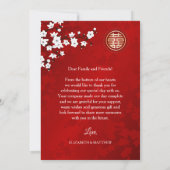 Chinese Wedding Cherry Blossom Bedankkaart (Achterkant)